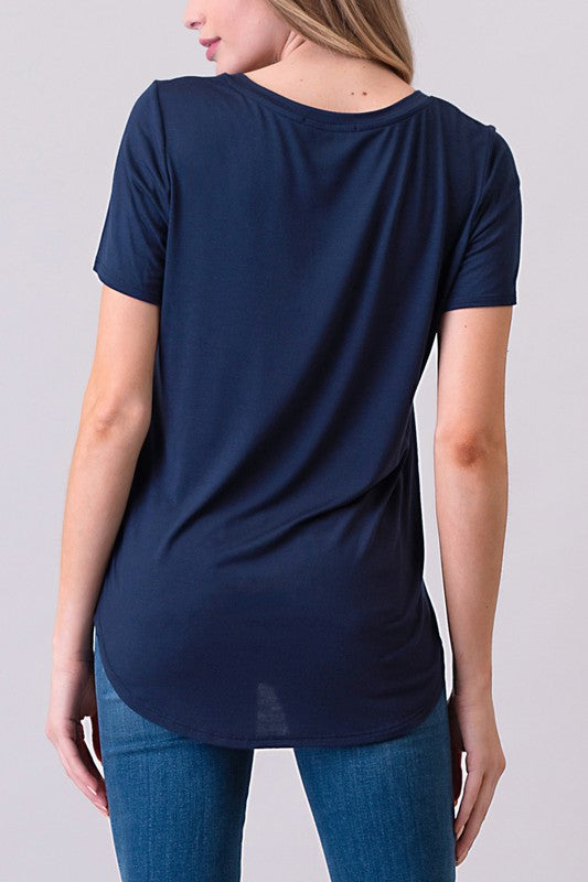 SHORT SLEEVE V-NECK TEE (Navy) in an ultra soft modal blend