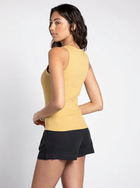THREAD & SUPPLY RIBBED KNIT TANK (GOLDEN YELLOW) WITH ROUND NECKLINE