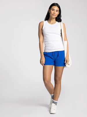 THREAD & SUPPLY RIBBED KNIT TANK (WHITE) with round neckline