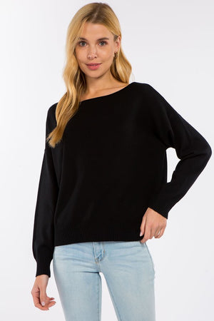BOATNECK PULLOVER SWEATER (BLACK)