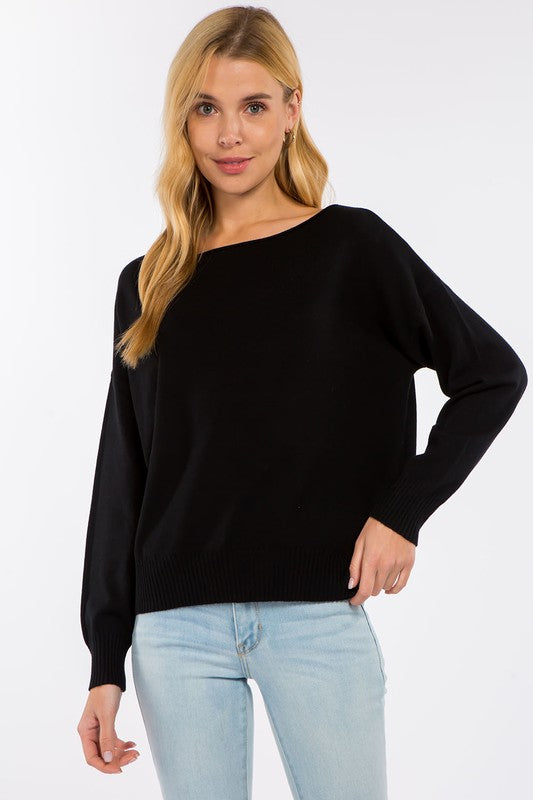 BOATNECK PULLOVER SWEATER (BLACK)