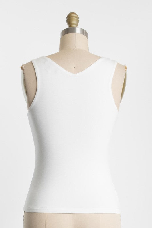 DOUBLE LAYER V-NECK TANK TOP (IVORY)