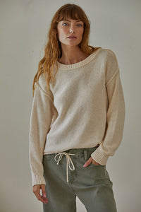 LONG SLEEVED CREW NECK PULLOVER SWEATER (IVORY)
