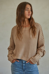 CREW NECK PULLOVER SWEATER (TAUPE)