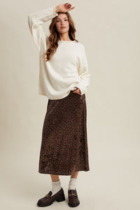 OFF WHITE OVERSIZED KNIT PULLOVER SWEATER w/ RAW EDGES AND REVERSE STITCHING AT SEAMS