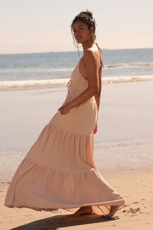 Halter Style Maxi Dress (Sand) Medium Halter Style Maxi Dress (Sand) Medium