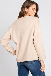 ROUND NECK PULLOVER SWEATER WITH LONG SLEEVES (OATMEAL)