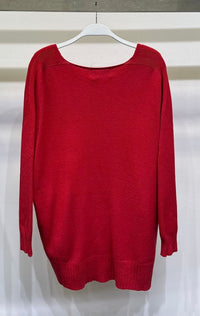 FRONT STITCH DETAIL V-NECK PULLOVER SWEATER WITH LONG SLEEVES