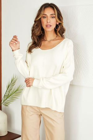 ROUND NECK PULLOVER SWEATER (IVORY)