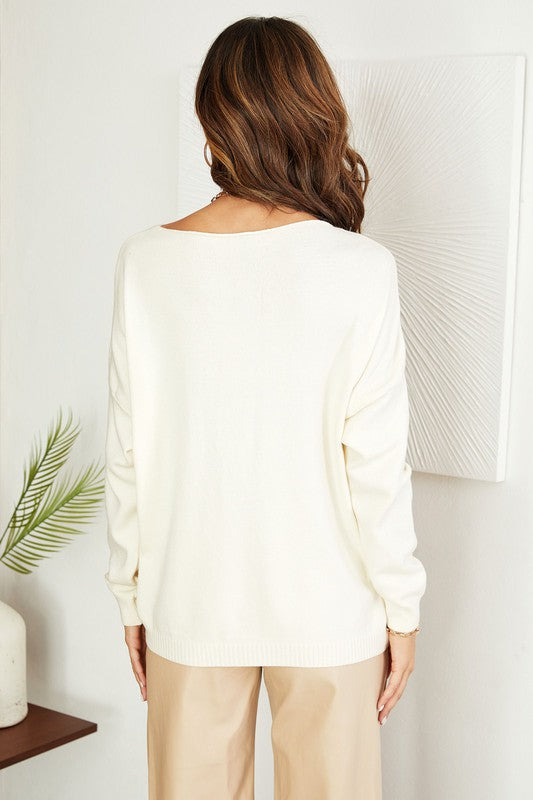 ROUND NECK PULLOVER SWEATER (IVORY)