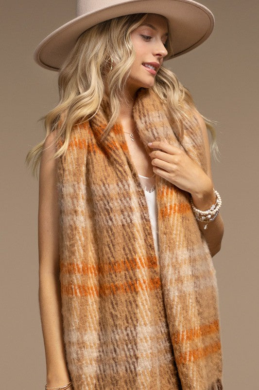 PLUSH OBLONG SCARF (TOFFEE)