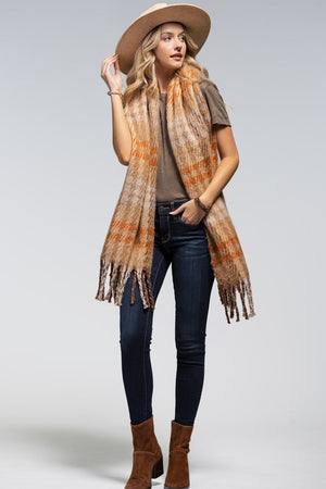 PLUSH OBLONG SCARF (TOFFEE)