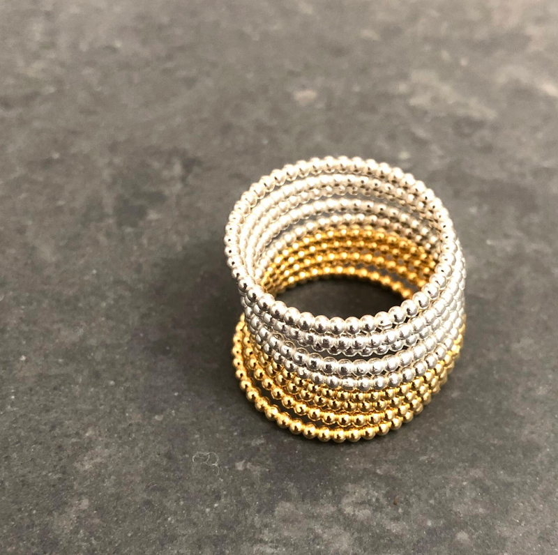Stackable rings by Jessica Elliott in Silver and Gold