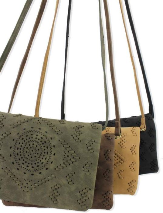 ETCHED LASER DESIGN CROSSBODY BAGs in multiple colors by street level