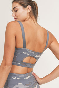 SPORTS BRA WITH BACK CUTOUT (CAMO PRINT)