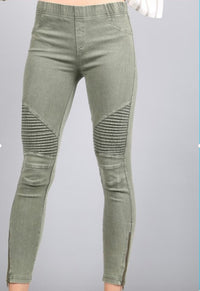 Moto Jegging by Beulah in Olive