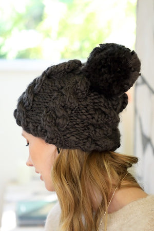 CHUNKY CABLE KNIT BEANIE (charcoal)