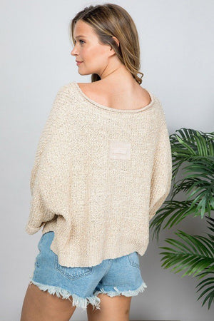 V-NECK CROPPED SWEATER (OATMEAL)