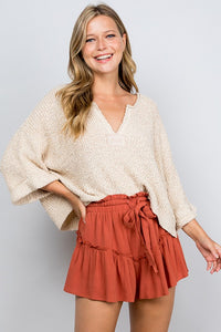 V-NECK CROPPED SWEATER (OATMEAL)