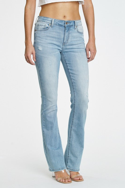 MID RISE BOOTCUT JEANS  (LIGHT WASH)