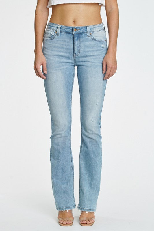 MID RISE BOOTCUT JEANS  (LIGHT WASH)
