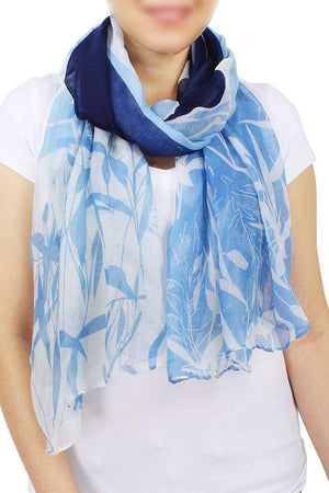 GRAPHIC FLORAL PRINT SCARF (BLUE)