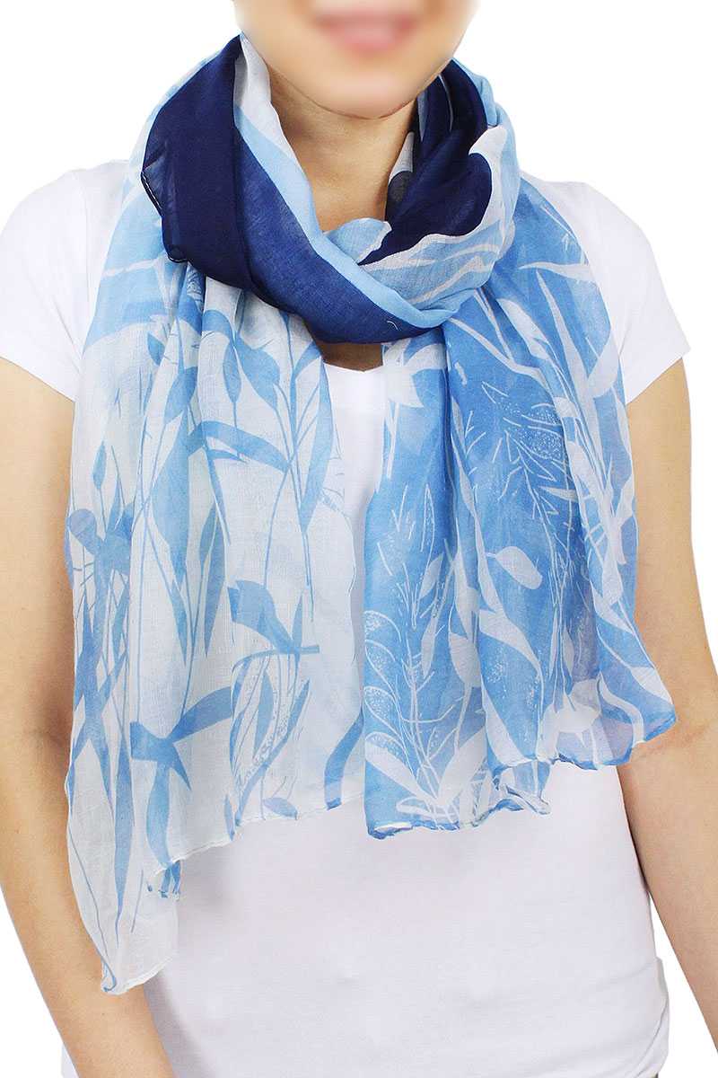GRAPHIC FLORAL PRINT SCARF (BLUE)