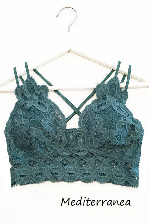 FLORAL LACE BRALETTE (MEDITERRANEA) with removable padding
