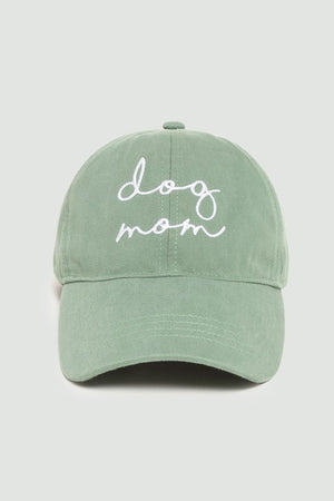 SAGE BASEBALL CAP WITH EMBROIDERED "DOG MOM" ON HAT
