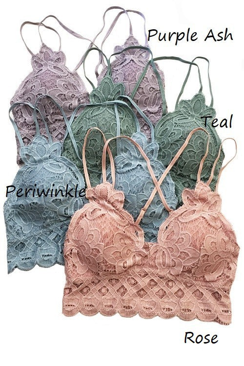 FLORAL LACE BRALETTE (TEAL)