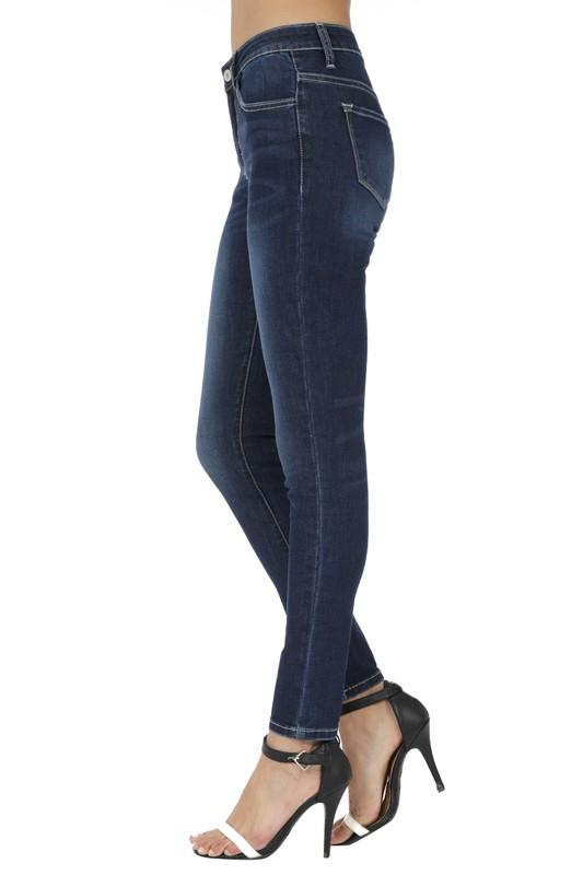 High rise 5-pocket style skinny jeans in dark wash by KanCan