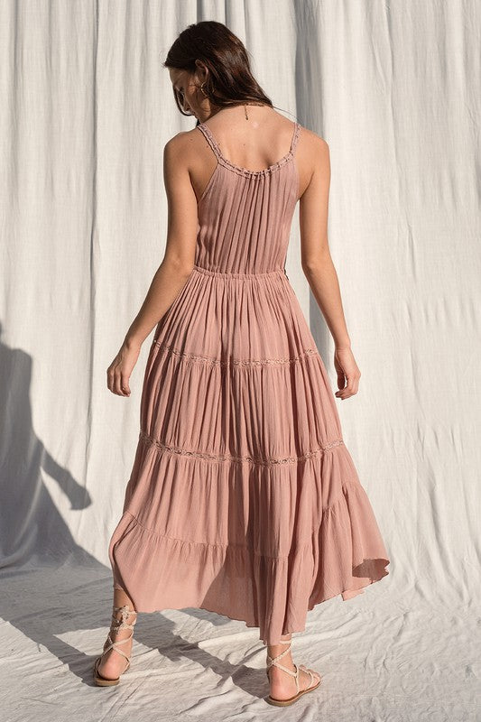 tiered ruffled maxi dress Bustier-Style Chiffon Tiered Ruffle Maxi Dress with Adjustable Straps