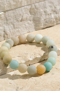 Stretch stackable NATURAL STONE BEAD BRACELET (AMAZONITE) 