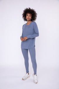 SWOOP SIDE LONG SLEEVE TOP (SLATE BLUE)