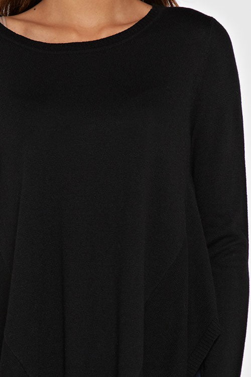 Pullover Sweater Long Sleeves Crew Neck Ribbed Detail at Neckline Ribbed Handkerchief Hem Detail Split Sides Cashmere Blend Super Soft Unlined, Not Sheer