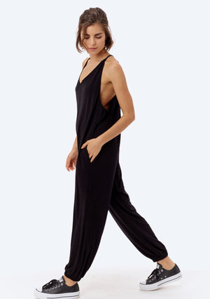 FRENCH TERRY JUMPSUIT WITH SPAGHETTI STRAPS
