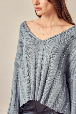 KNITTED CROPPED PULLOVER SWEATER