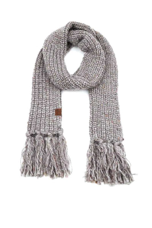 FEATHER-KNIT SCARF (LIGHT GRAY)