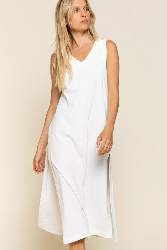 White LINEN BLEND MIDI-DRESS Large White LINEN BLEND MIDI-DRESS Large