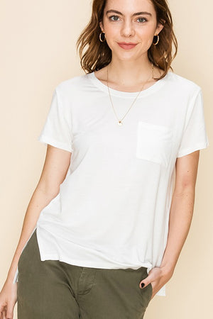Short sleeve tee with pocket in off white by Double Zero