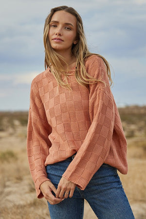 SQUARE TEXTURED KNIT SWEATER