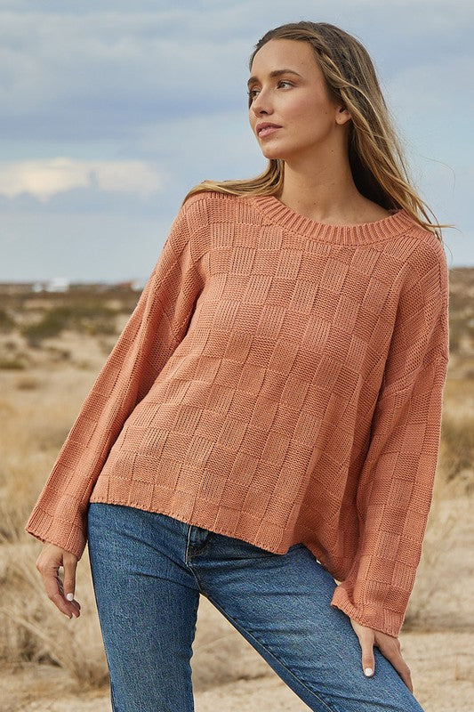 SQUARE TEXTURED KNIT SWEATER