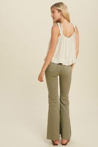Cami Top with self-tie straps in ivory