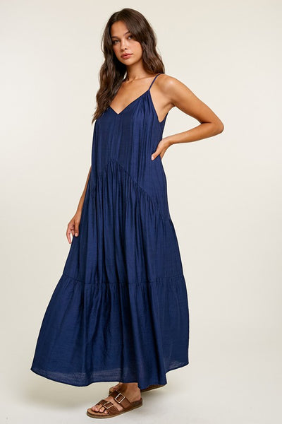 STRAPPY TIERED MAXI DRESS (NAVY) – KaLi Trends