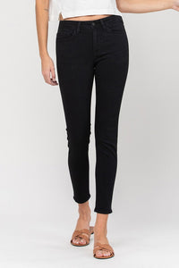 MID RISE CROP SKINNY JEANS  (BLACK) with stretch