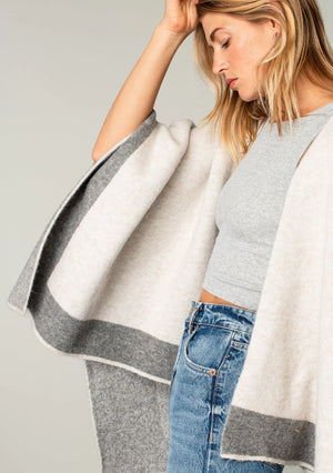 COLOR BLOCK CAPE CARDIGAN PONCHO