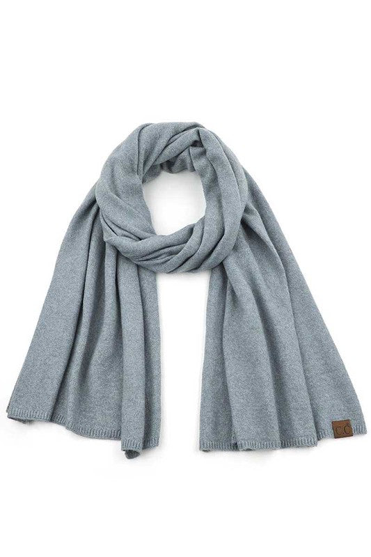 C.C RECYCLED YARN SOFT KNIT SCARF (STEEL BLUE)