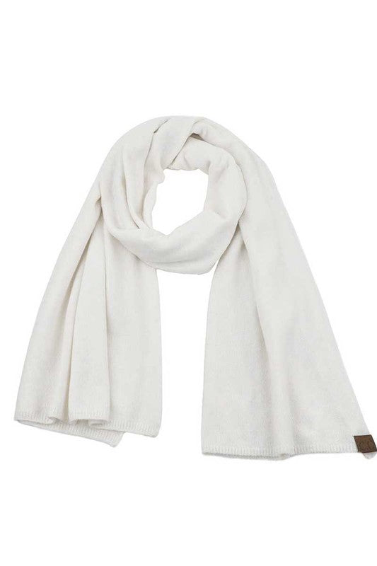 C.C RECYCLED YARD SOFT KNIT SCARF (IVORY)