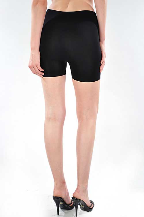 Black nylon/spandex slip shorts with 4" inseam